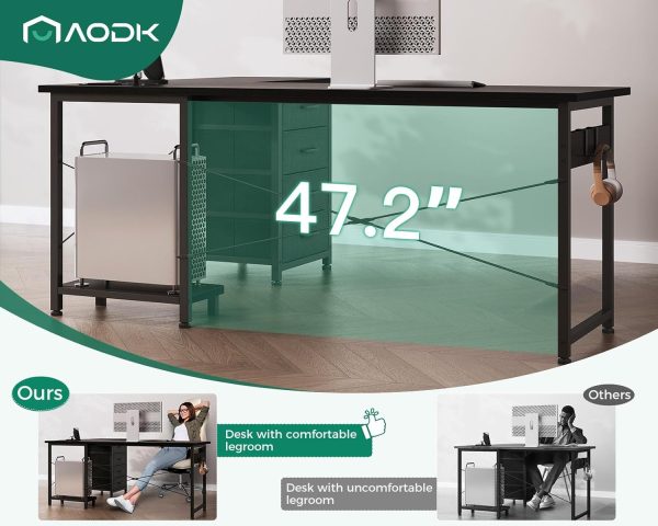 AODK L Shaped Gaming Desk with 4 Drawers, 61" Reversible Home Office Desks with Power Outlets, L Shaped Computer Desk with USB Charging Port and Host Stand, Corner Desk, Easy to Assemble, Black - Image 6