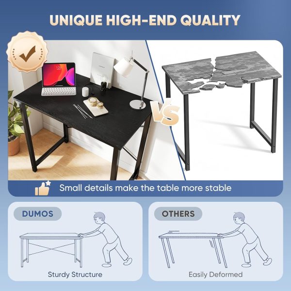 DUMOS 32 Inch Office Small Computer Desk Modern Simple Style Writing Study Work Table for Home Bedroom - Wood Black - Image 7