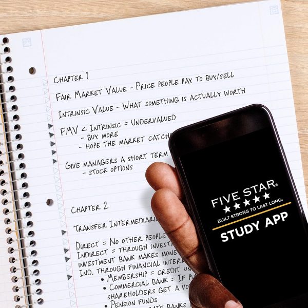 Five Star Spiral Notebook + Study App, 3 Pack, 3 Subject, College Ruled Paper, Fights Ink Bleed, Water Resistant Cover, 8-1/2" x 11", 150 Sheets, Black, White, Purple (820192) - Image 2