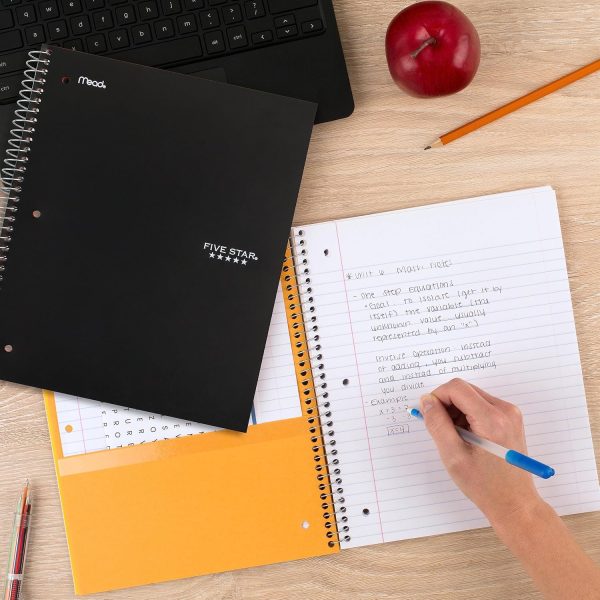 Five Star Spiral Notebook + Study App, 3 Pack, 3 Subject, College Ruled Paper, Fights Ink Bleed, Water Resistant Cover, 8-1/2" x 11", 150 Sheets, Black, White, Purple (820192) - Image 7