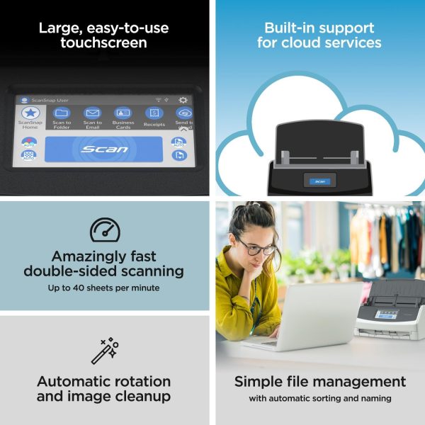 ScanSnap iX1600 Wireless or USB High-Speed Cloud Enabled Document, Photo & Receipt Scanner with Large Touchscreen and Auto Document Feeder for Mac or PC, 17 watts, Black - Image 3