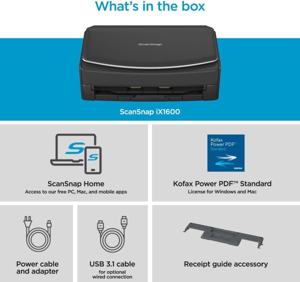 ScanSnap iX1600 Wireless or USB High-Speed Cloud Enabled Document, Photo & Receipt Scanner with Large Touchscreen and Auto Document Feeder for Mac or PC, 17 watts, Black - Image 6