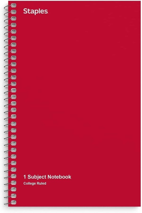 STAPLES Spiral Notebooks, 1-Subject College Ruled Paper, 5 x 7.75 Inch, 80-Sheets, 3-Pack, Assorted Colors - Image 2